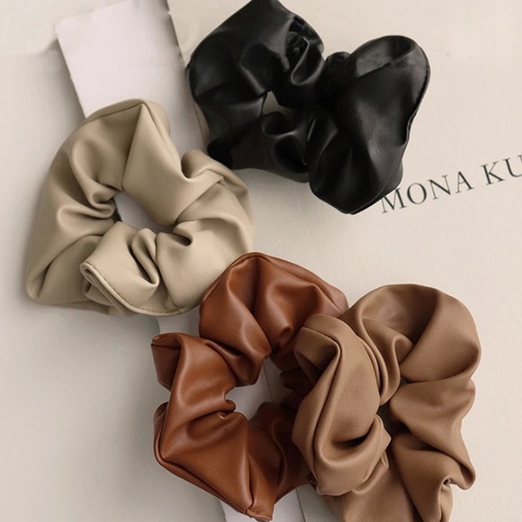 Leather Hair Tie Scrunchies - Picture 1 of 2